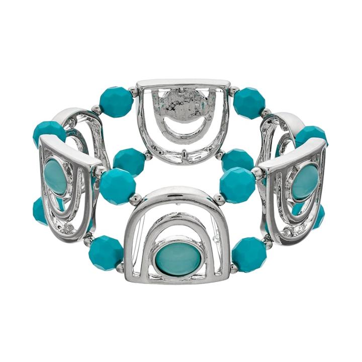 Aqua Beaded Stretch Bracelet, Women's, Turq/aqua