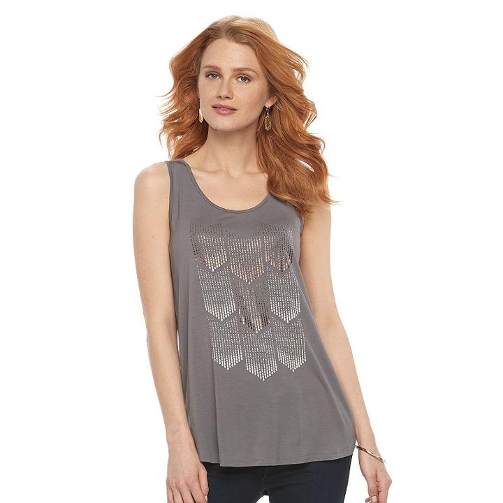 Women's' Apt. 9&reg; Strappy Graphic Tank, Size: Xxl, Grey