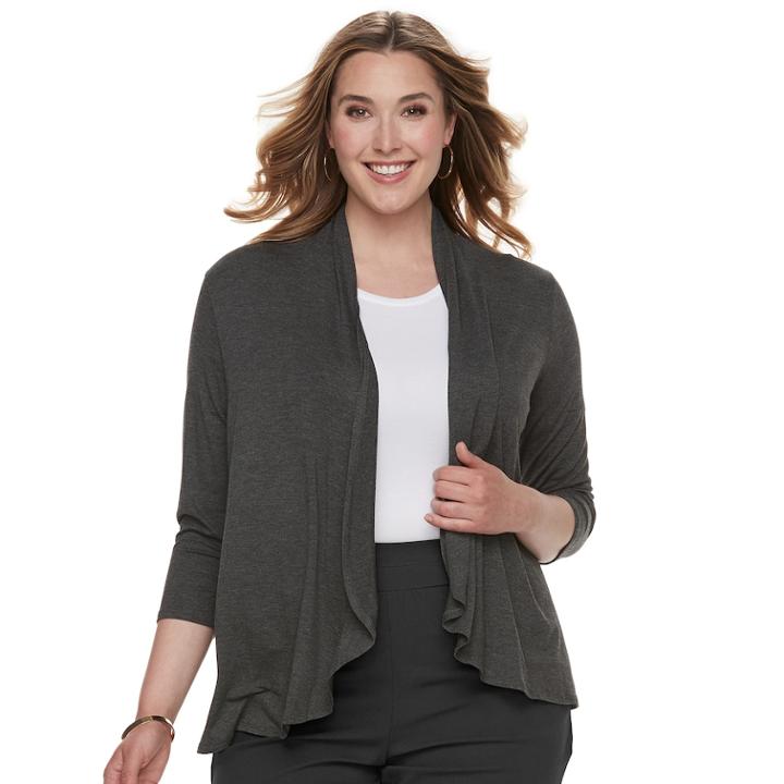 Plus Size Apt. 9&reg; Open-front Cardigan, Women's, Size: 1xl, Dark Grey