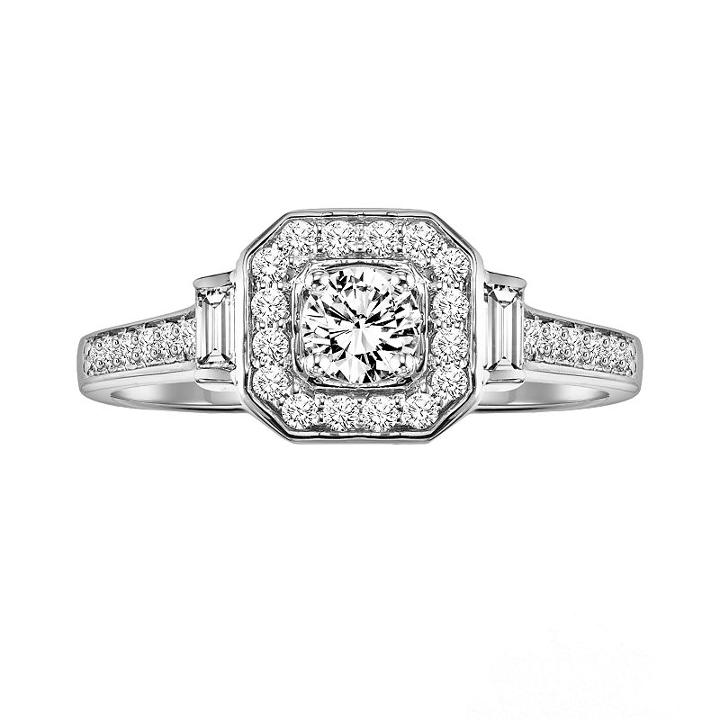 Simply Vera Vera Wang Certified Diamond Halo Engagement Ring In 14k White Gold (1/2 Ct. T.w.), Women's, Size: 8.50