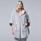 Plus Size Simply Vera Vera Wang Pajamas: Plush Party Fleece Hooded Poncho, Women's, Size: 1xl, Silver