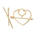 Amore By Simone I. Smith 18k Gold Over Silver Crystal Cupid's Arrow Heart Hoop Earrings, Women's, Yellow