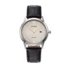 Citizen Eco-drive Men's Leather Watch - Aw1236-03a, Black