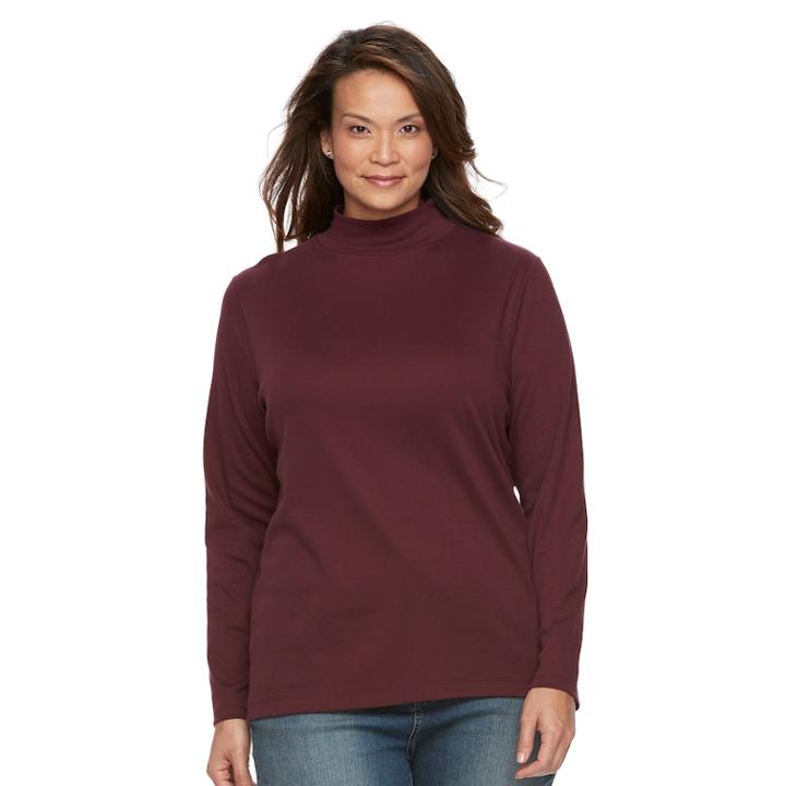 Plus Size Croft & Barrow&reg; Mockneck Long Sleeve Tee, Women's, Size: 4xl, Red