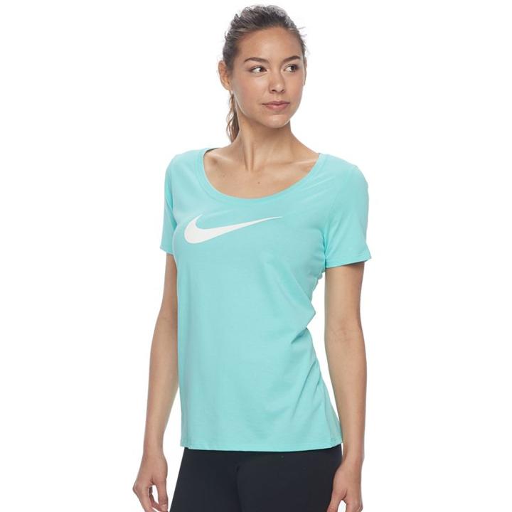Women's Nike Swoosh Short Sleeve Graphic Tee, Size: Small, Turquoise/blue (turq/aqua)