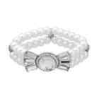 Crystal Allure Multirow Bow Stretch Bracelet, Women's, White