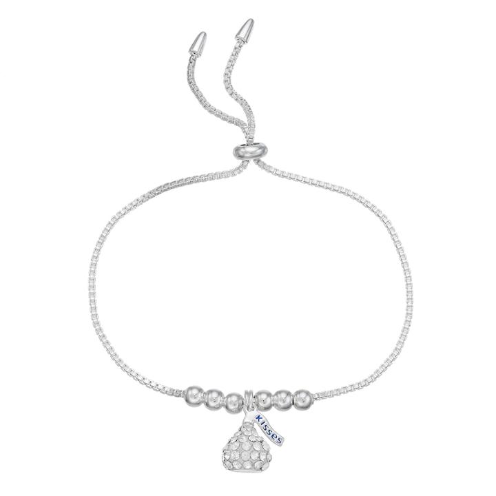 Sterling Silver Crystal Hershey's Kiss Bolo Bracelet, Women's, White