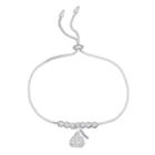 Sterling Silver Crystal Hershey's Kiss Bolo Bracelet, Women's, White