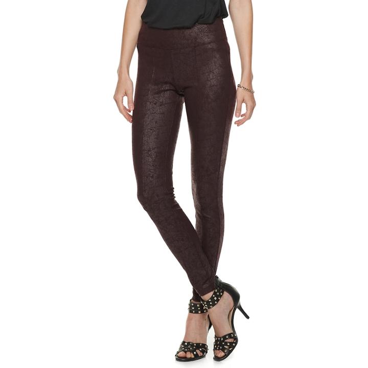 Women's Rock & Republic&reg; Coated Crackle Leggings, Size: Xs Long, Red