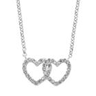 Diamond Essence Crystal & Diamond Accent Sterling Silver Double Heart Necklace - Made With Swarovski Crystals, Women's, White
