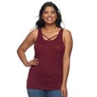 Juniors Plus Size So&reg;crisscross Tank, Teens, Size: 1xl, Dark Pink