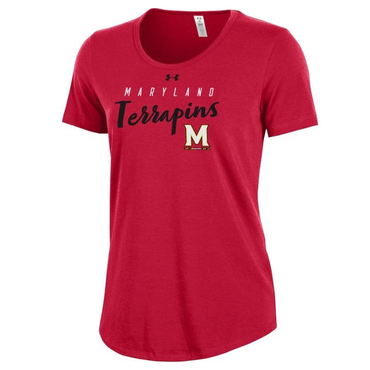Women's Under Armour Maryland Terrapins Charged Tee, Size: Large, Red