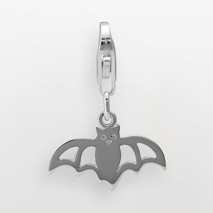 Sterling Silver Openwork Bat Charm, Women's, Grey