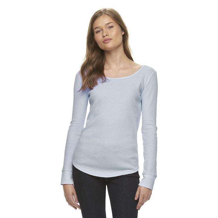 Juniors' So&reg; Thermal Crewneck Tee, Girl's, Size: Xl, Med Blue