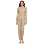 Women's Le Suit Pinstriped Suit Jacket & Straight-leg Pants Set, Size: 14, Natural