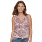 Women's Sonoma Goods For Life&trade; Print Challis Tank, Size: Large, Med Pink