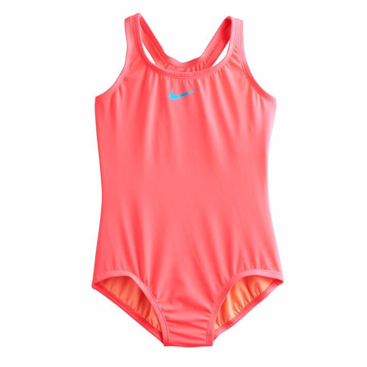 Girls 7-14 Nike Solid One-piece Swimsuit, Girl's, Size: 8, Brt Pink