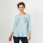 Women's Lc Lauren Conrad Embroidered Peplum Sweater, Size: Small, Light Blue