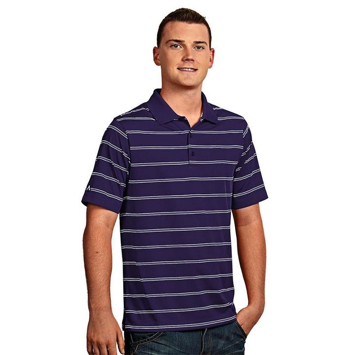 Men's Antigua Striped Performance Golf Polo, Size: Medium, Drk Purple