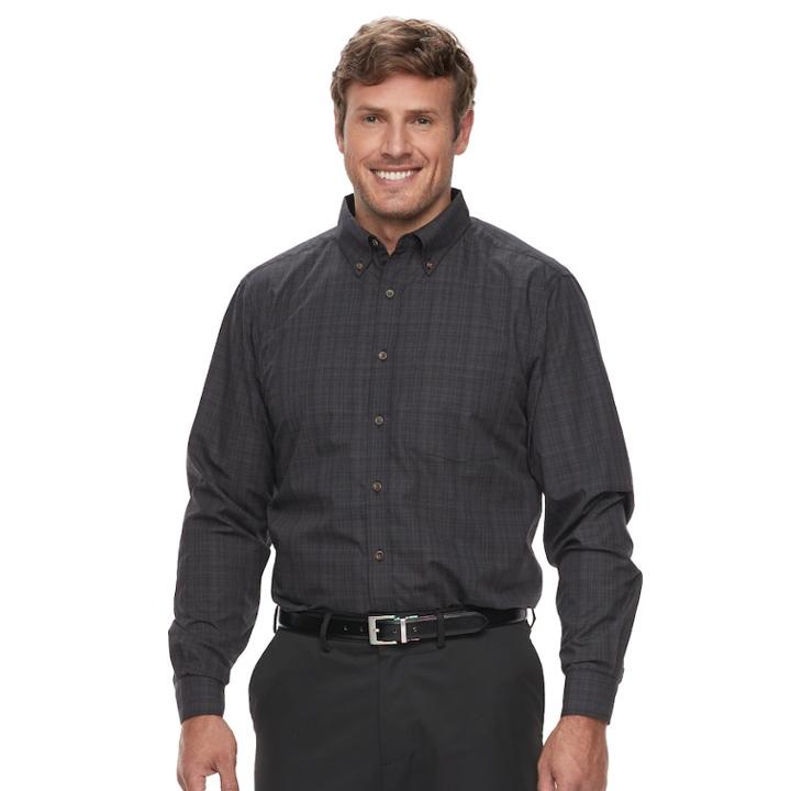 Big & Tall Haggar Weekender Classic-fit Woven Button-down Shirt, Men's, Size: Xxl Tall, Grey