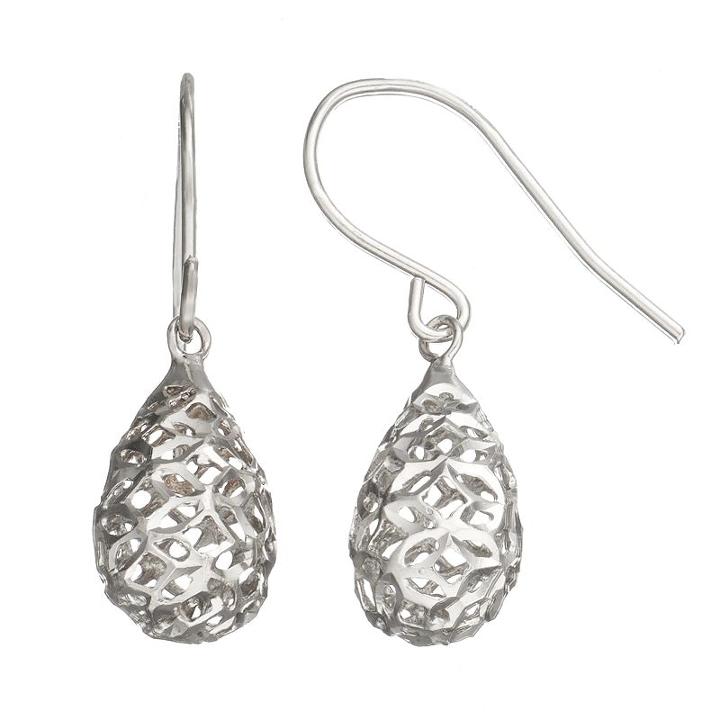 Sterling Silver Openwork Drop Earrings, Women's, Grey