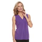 Women's Dana Buchman Pleated V-neck Tank, Size: Medium, Med Purple