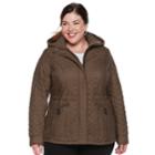 Plus Size Weathercast Hooded Quilted Anorak Jacket, Women's, Size: 3xl, Med Beige