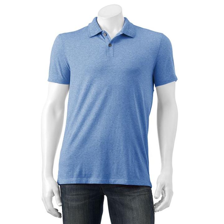 Men's Apt. 9&reg; Jaspe Slim-fit Textured Polo, Size: Xxl Slim, Blue (navy)