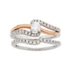 Two Tone 14k Gold Igl Certified 3/4 Carat T.w. Diamond Twist Engagement Ring Set, Women's, Size: 8.50, White