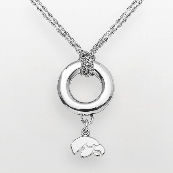 Iowa Hawkeyes Sterling Silver Halo Pendant, Women's, Size: 16, Grey