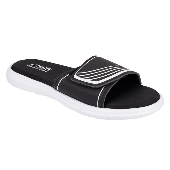 Men's Chaps Striped Slide-on Sandals, Size: Large, White