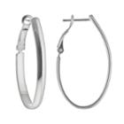 Silver Plated Oval Hoop Earrings, Women's, Grey