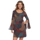 Women's Msk Abstract Floral Shift Dress, Size: Large, Brown Oth