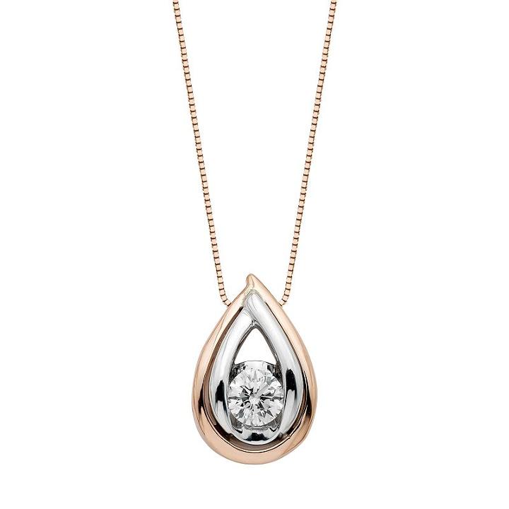 Sirena Collection Two Tone 14k Gold 1/5 Carat T.w. Diamond Teardrop Pendant, Women's, Size: 18, Multicolor
