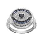 Sterling Silver Blue Glass & Cubic Zirconia Evil Eye Ring, Women's, Size: 7