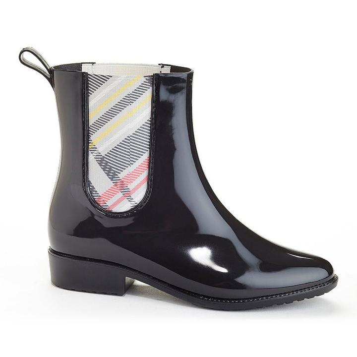 Henry Ferrera Clarity Women's Water-resistant Plaid Rain Boots, Size: 9, Black