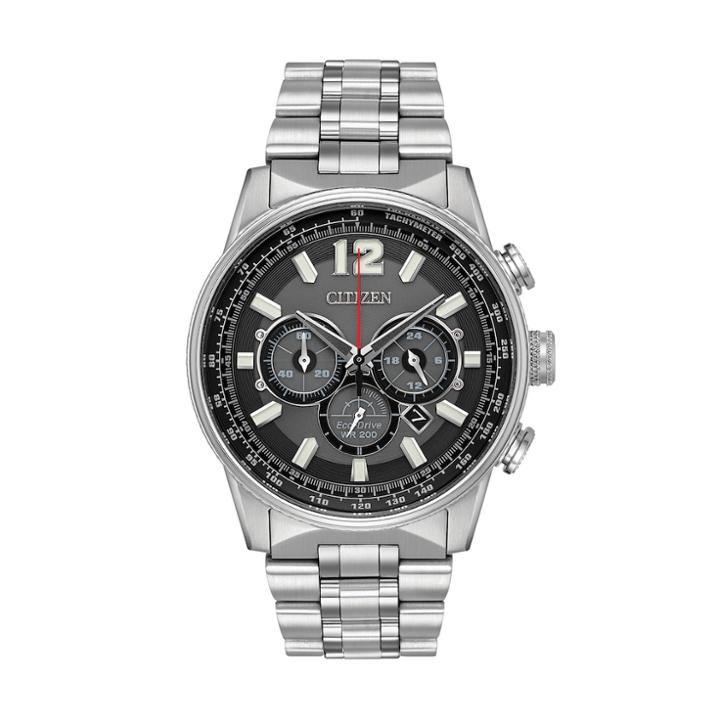 Citizen Eco-drive Men's Nighthawk Stainless Steel Chronograph Watch - Ca4370-52e, Size: Large, Grey