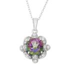 Mystic Topaz & Lab-created White Sapphire Sterling Silver Flower Pendant Necklace, Women's, Size: 18