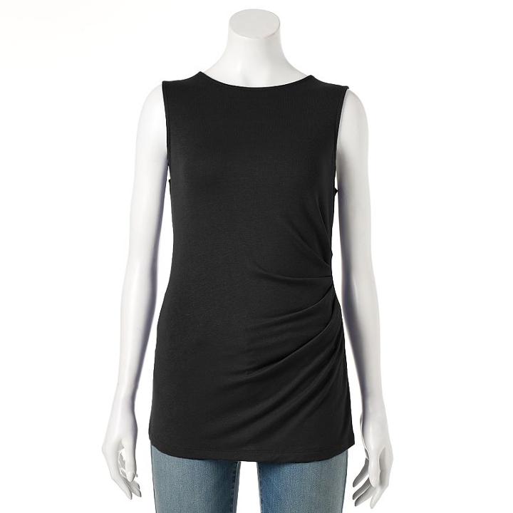 Women's Apt. 9&reg; Ruched Tank, Size: Large, Black