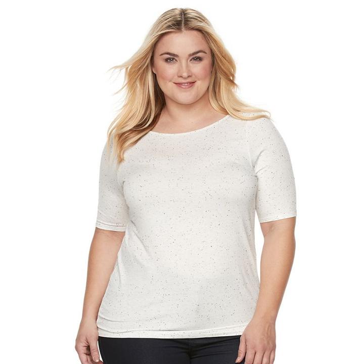 Plus Size Apt. 9&reg; Essential Boatneck Tee, Women's, Size: 2xl, White Oth