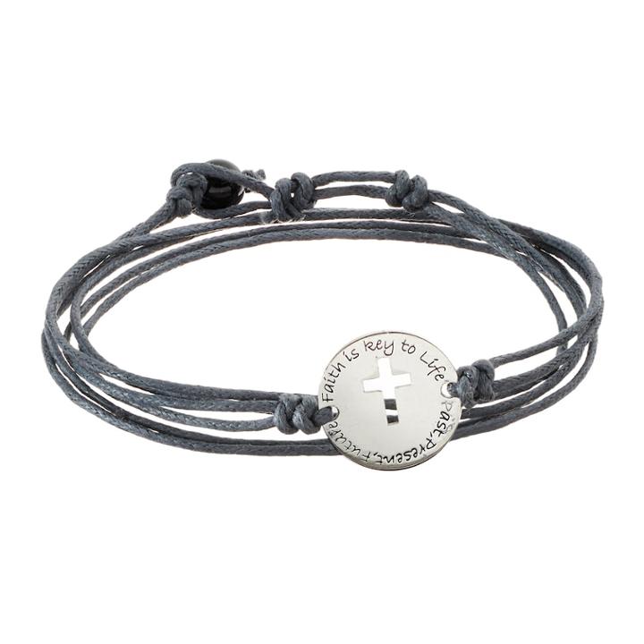 All Wrapped Up Sterling Silver Cross Link Faith Wrap Bracelet, Women's, Grey