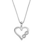 Cubic Zirconia Infinity Heart Pendant Necklace, Women's, Grey