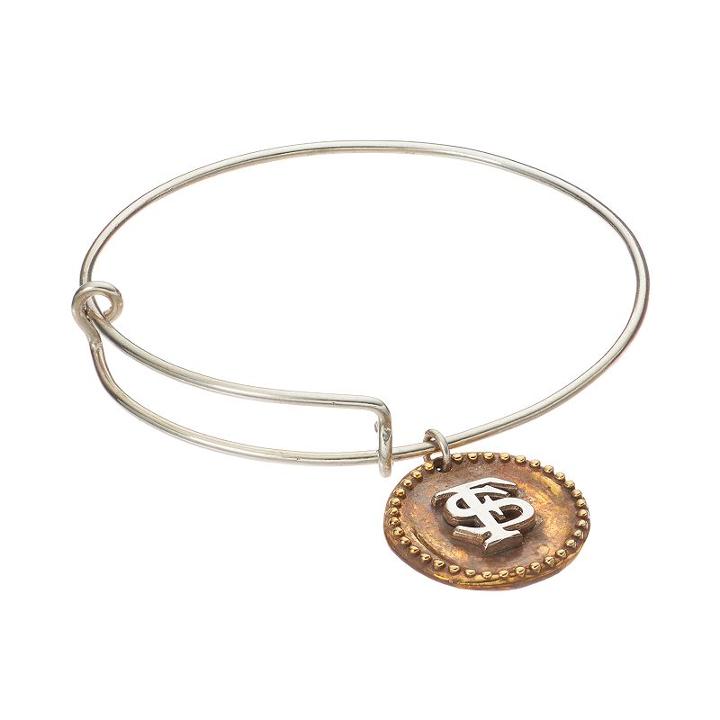 Dayna U Sterling Silver Florida State Seminoles Antiqued Coin Bangle Bracelet, Women's