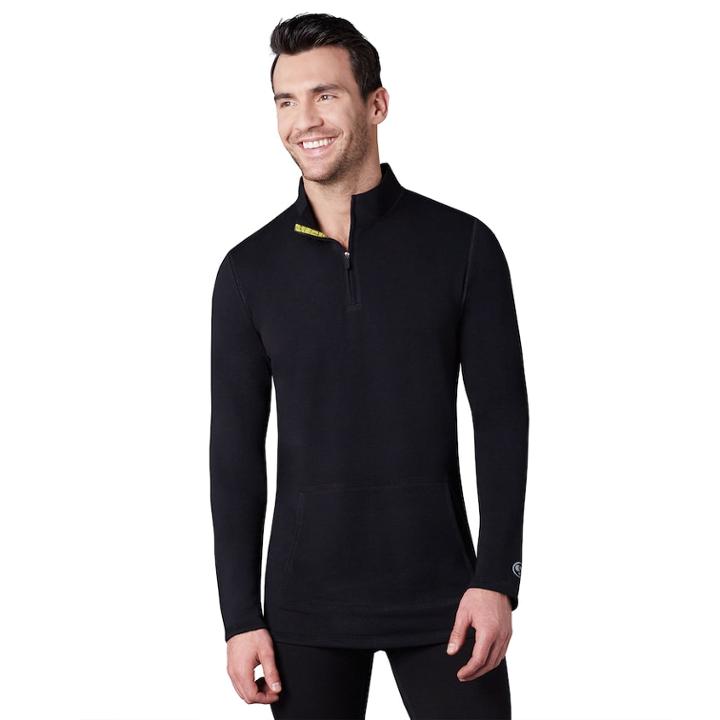 Big & Tall Climatesmart By Cuddl Duds&reg; Comfort Wear Quarter-zip Pullover, Men's, Size: L Tall, Black
