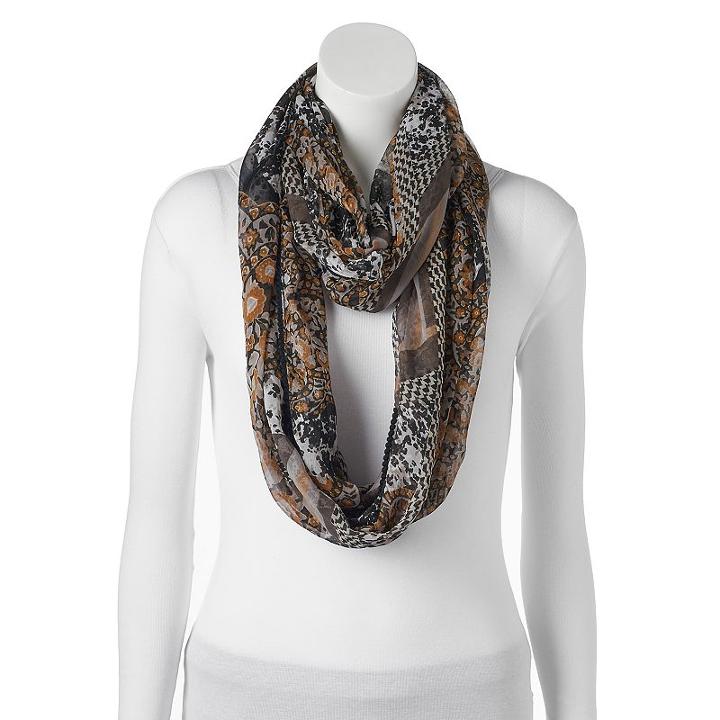 Apt. 9&reg; Print Patchwork Infinity Scarf, Women's, Black