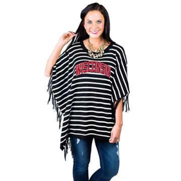 Women's Gameday Couture Wisconsin Badgers Fringed Poncho, Size: Medium/large, Grey (charcoal)