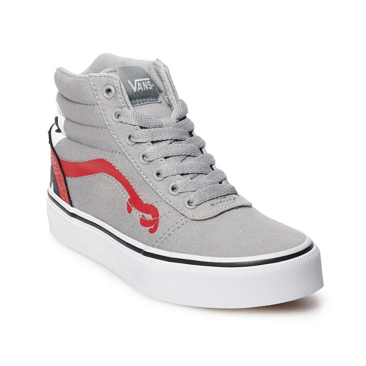 Vans Ward Hi Monster Boys Skate Shoes, Size: 4, Light Grey