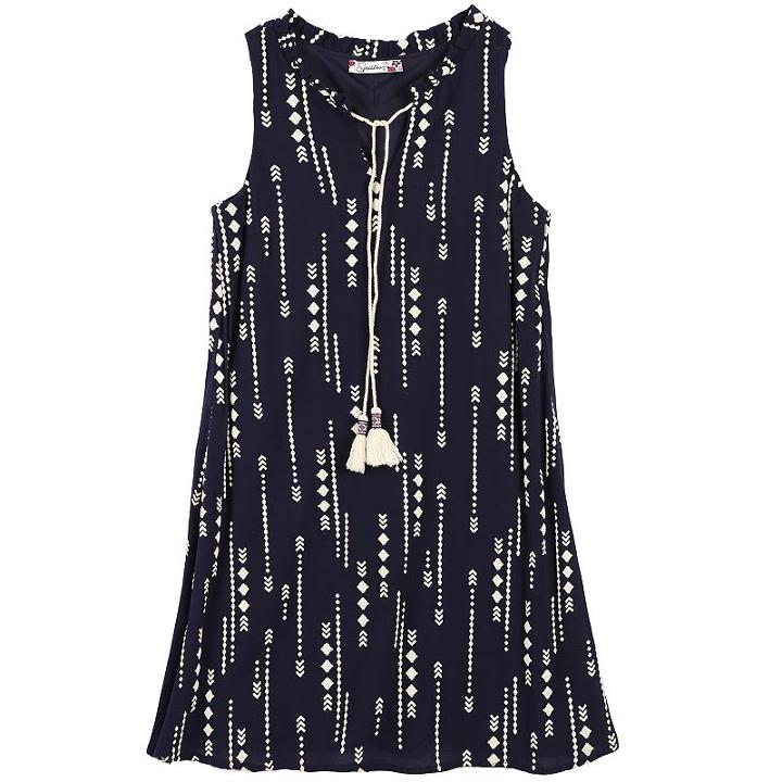 Speechless, Girls 7-16 Tassel Tie Arrow Printed Shift Dress, Girl's, Size: 12, Blue (navy)