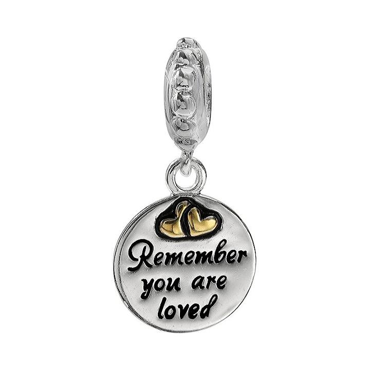 Individuality Beads Sterling Silver & 14k Gold Over Silver Remember You Are Loved Disc Charm, Women's, Grey