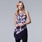 Women's Simply Vera Vera Wang Asymmetrical Pleated Top, Size: Large, Med Purple